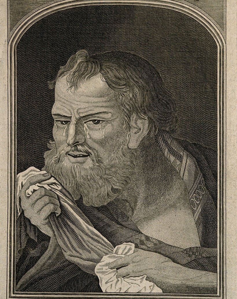 Chân dung Heraclitus — bản khắc "triết gia khóc", Dupin khắc theo Bernard Picart